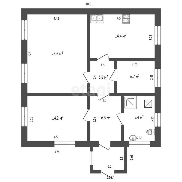 Дом в Приветное, улица Гоголя, 32 (78.6 м) - Фото 1