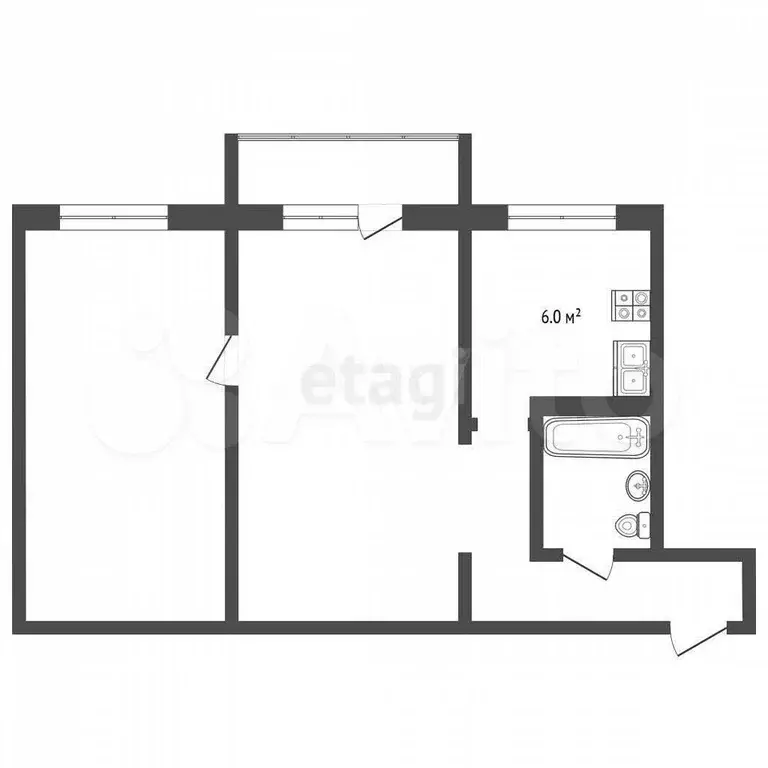 2-к. квартира, 42 м, 2/5 эт. - Фото 0