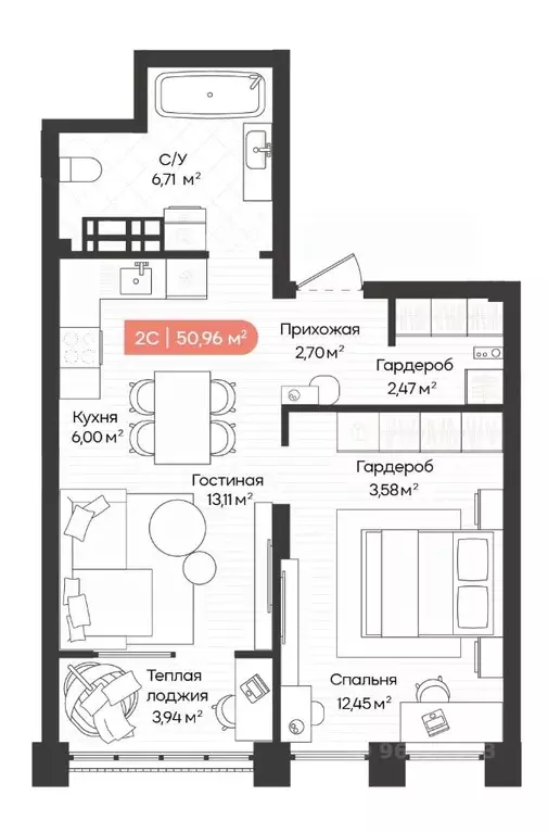 2-к кв. Новосибирская область, Новосибирск Ленинградская ул., 342 ... - Фото 1