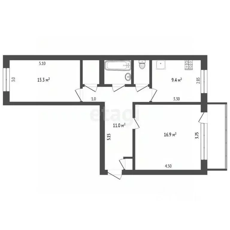 2-к кв. Ямало-Ненецкий АО, Новый Уренгой Советский мкр, 1/2 (58.9 м) - Фото 1