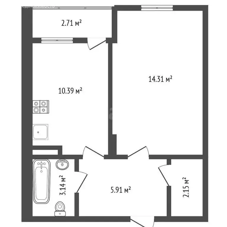 1-комнатная квартира: Воронеж, улица Саврасова, 86 (33.5 м) - Фото 1