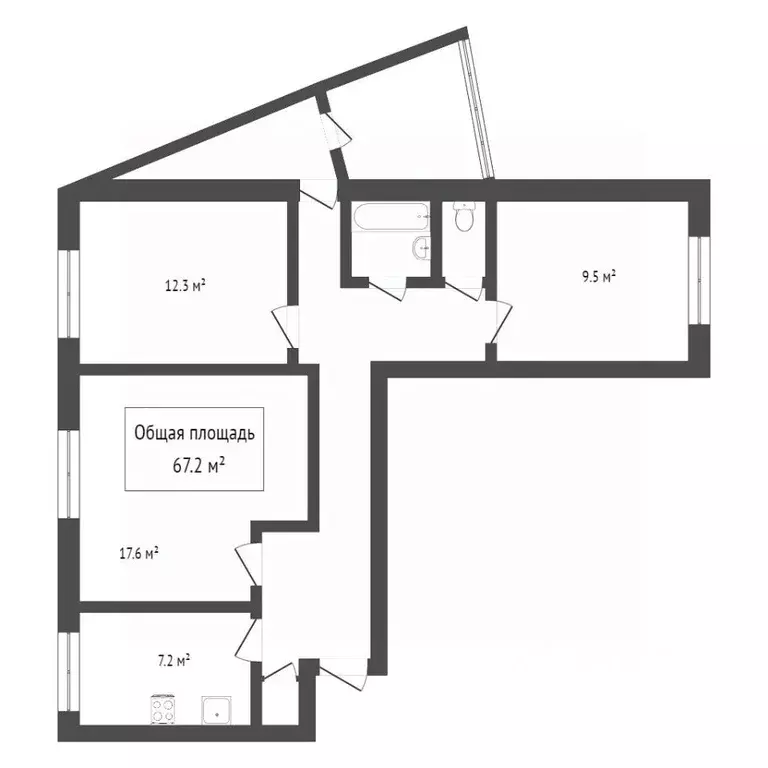 3-к кв. Томская область, Томск тракт Иркутский, 91 (67.2 м) - Фото 2