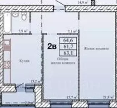 2-к кв. Тамбовская область, Тамбов Телецентр мкр,  (64.6 м) - Фото 0
