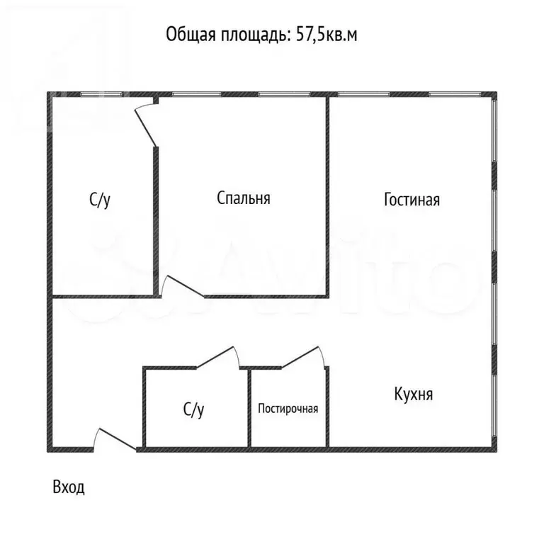 2-к. квартира, 57,5 м, 3/21 эт. - Фото 0