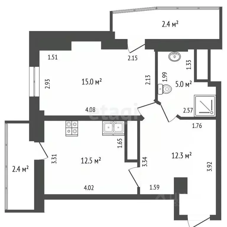 1-к кв. Татарстан, Набережные Челны Набережночелнинский просп., 1 ... - Фото 2