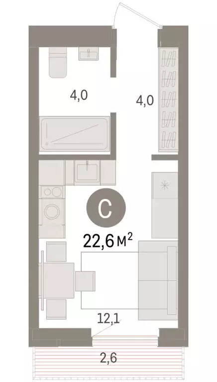 Квартира-студия: Новосибирск, улица Аэропорт (22.62 м) - Фото 1