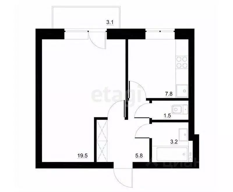 1-к кв. Крым, Феодосия ул. Вити Коробкова, 8 (25.5 м) - Фото 1