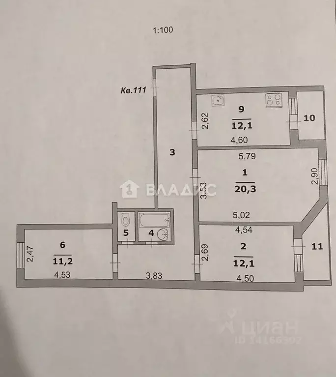 3-к кв. Белгородская область, Белгород Молодежная ул., 22 (79.7 м) - Фото 2