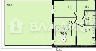 2-к кв. Москва № 160 кв-л, 1Вк6 (70.5 м) - Фото 2