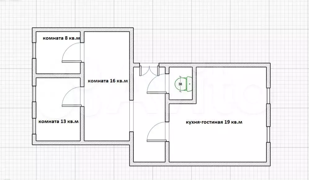 3-к. квартира, 61 м, 1/5 эт. - Фото 0