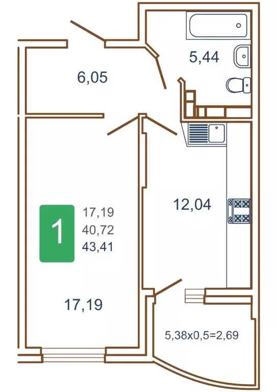 1-к кв. Краснодарский край, Краснодар ул. Кирилла Россинского, 3/1к1 ... - Фото 0