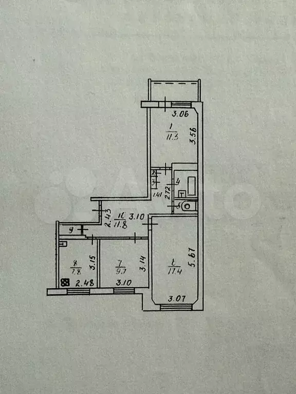 3-к. квартира, 63,4 м, 4/9 эт. - Фото 0