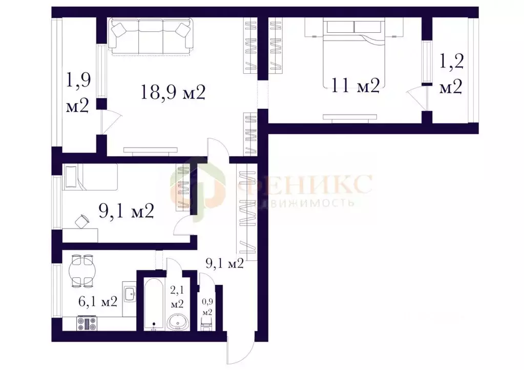 3-к кв. Санкт-Петербург Ириновский просп., 17К3 (57.2 м) - Фото 1
