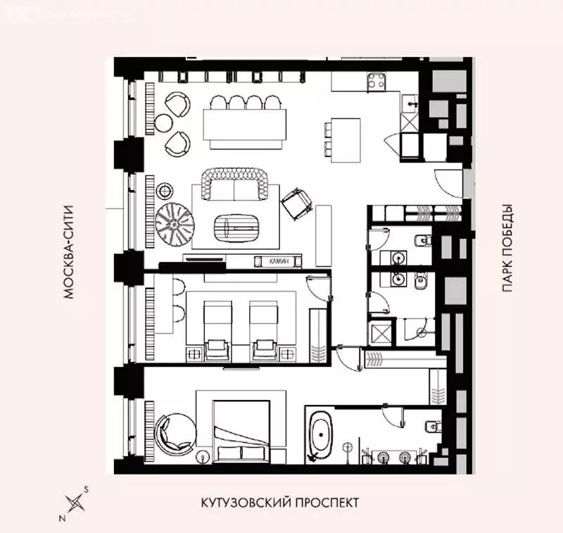 3-комнатная квартира: Москва, Поклонная улица, 9 (128 м) - Фото 0
