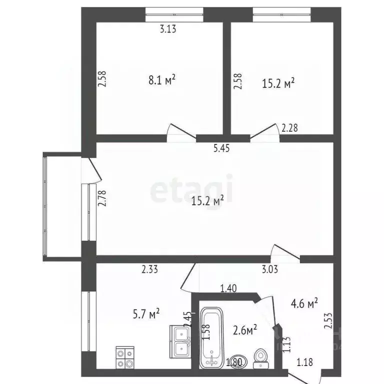 3-к кв. Крым, Ленино пгт ул. Энергетиков, 2 (42.1 м) - Фото 1