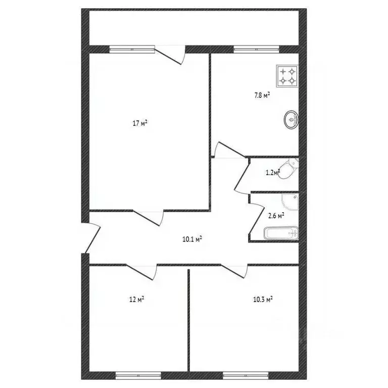 3-к кв. Белгородская область, Валуйки ул. Космонавтов, 24А (61.0 м) - Фото 2