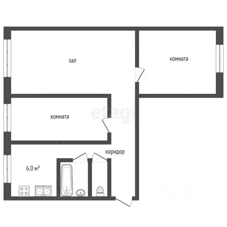 3-к кв. Омская область, Омск Сибирский просп., 8/2 (59.0 м) - Фото 1