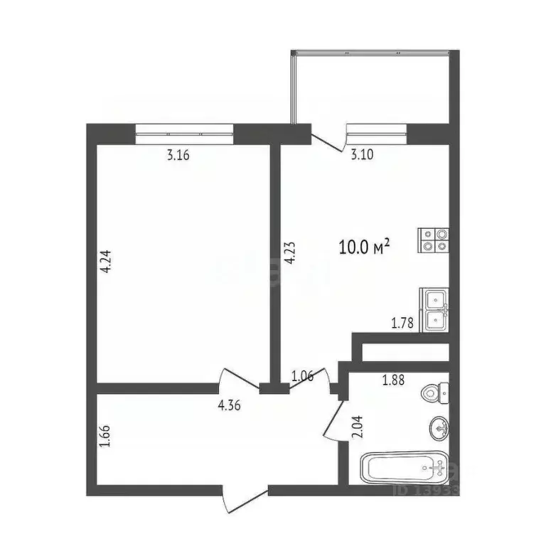 1-к кв. Тюменская область, Тюмень ул. Тальниковая, 3 (36.0 м) - Фото 1