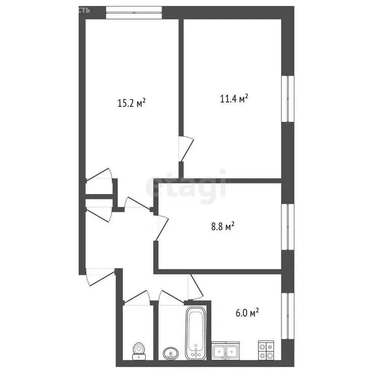 3-комнатная квартира: Калуга, переулок Малинники, 7к1 (50 м) - Фото 0