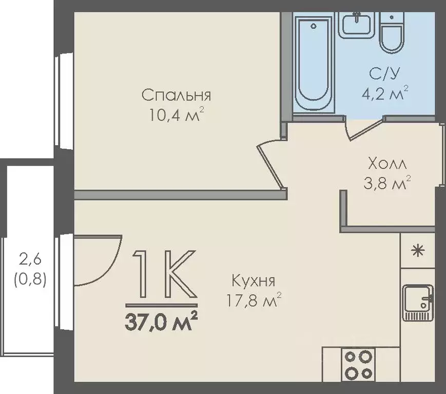 1-к кв. Новгородская область, Великий Новгород 6-й кв-л,  (37.0 м) - Фото 0
