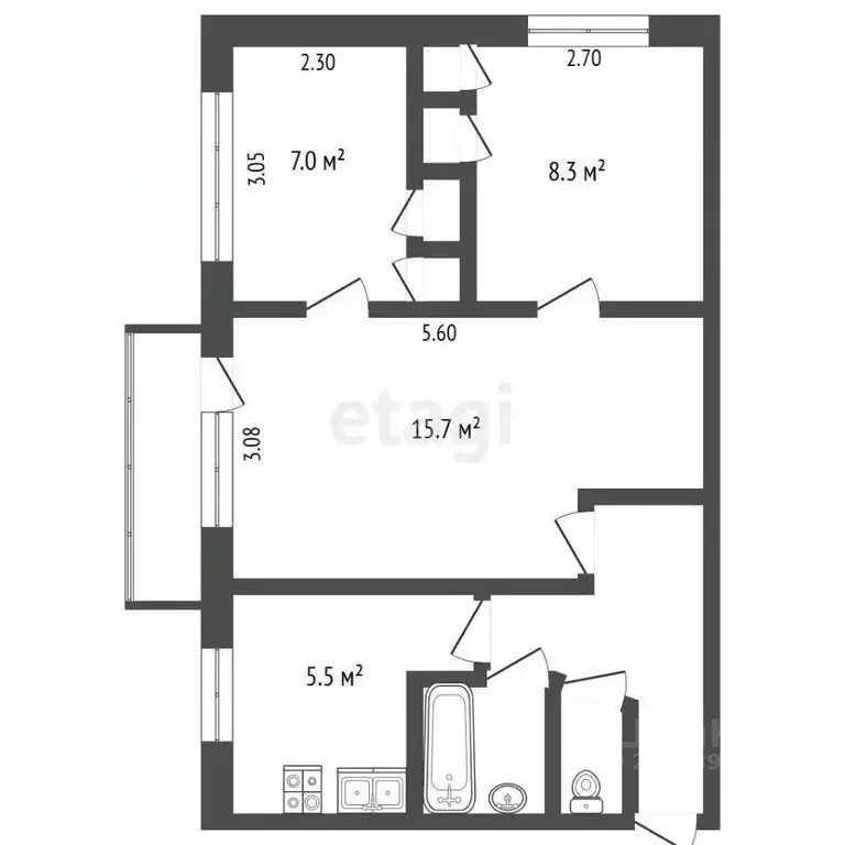 3-к кв. Камчатский край, Петропавловск-Камчатский ул. Труда, 37 (47.4 ... - Фото 2