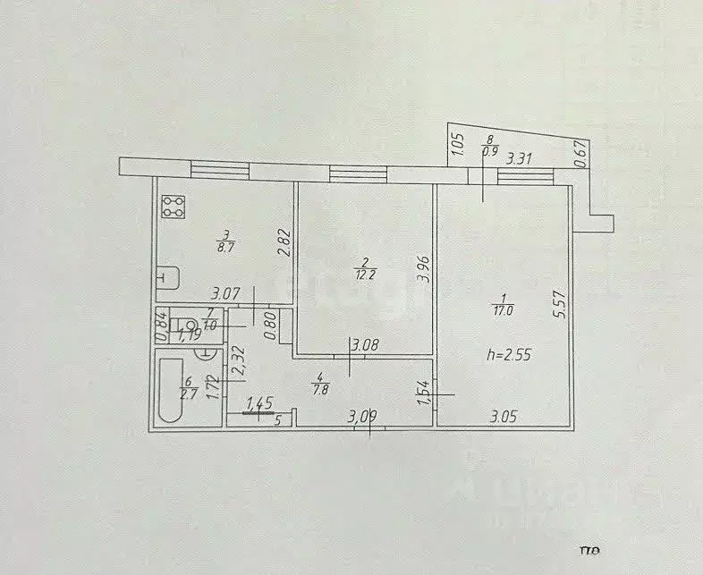 2-к кв. Татарстан, Казань ул. Фатыха Амирхана, 97 (49.8 м) - Фото 2