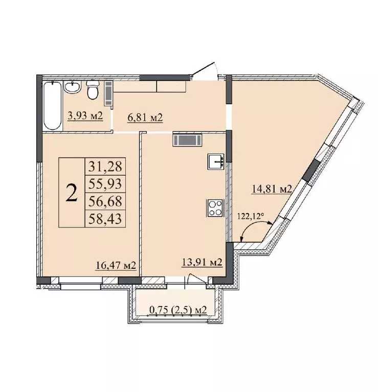 2-к кв. Ярославская область, Ярославль ул. Старая Костромская, 6 (58.0 ... - Фото 1
