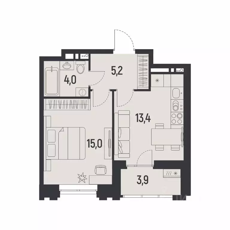 1-к кв. Пермский край, Пермь Ераничи мкр,  (39.7 м) - Фото 1