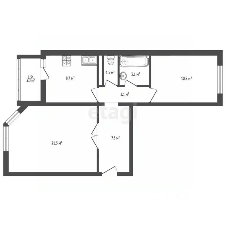 2-к кв. Ленинградская область, Всеволожский район, Заневское городское ... - Фото 2