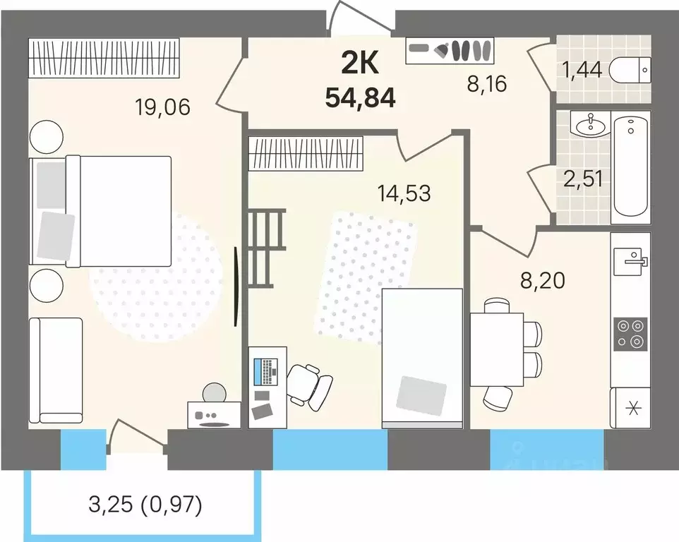 2-к кв. Пермский край, Пермский муниципальный округ, с. Култаево ул. ... - Фото 1