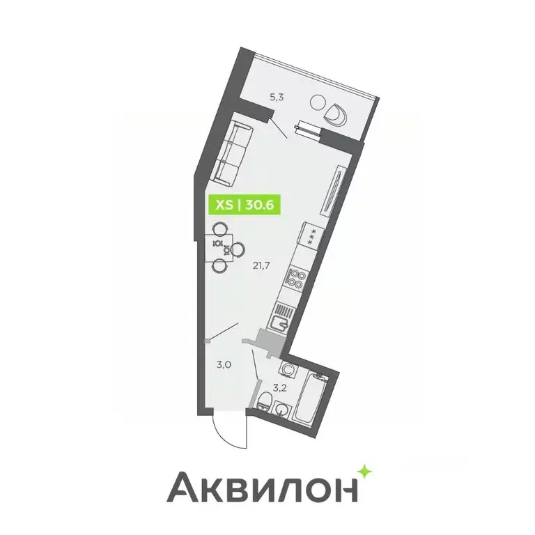 Студия Санкт-Петербург ул. Чирикова, 5 (30.6 м) - Фото 0