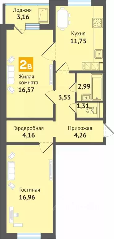 2-к кв. Чувашия, Чебоксары ул. Академика В.Н.Челомея, 14 (64.3 м) - Фото 0