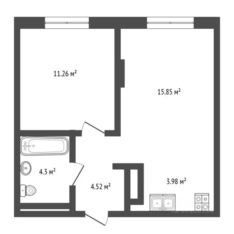 1-к кв. Тюменская область, Тюмень ул. Василия Подшибякина, 11 (38.0 м) - Фото 1
