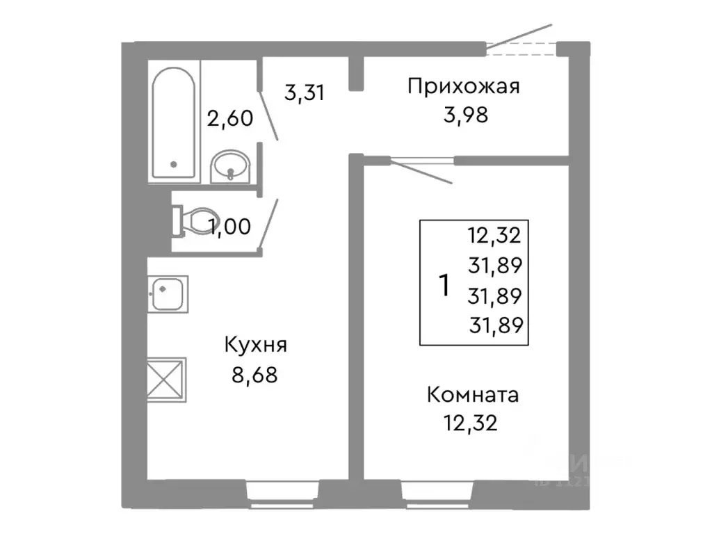 1-к кв. Челябинская область, Челябинск Ярославская ул. (31.89 м) - Фото 0