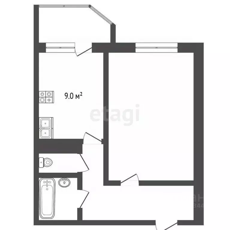 1-к кв. Тюменская область, Тюмень ул. Алексея Леонова, 32 (35.5 м) - Фото 2