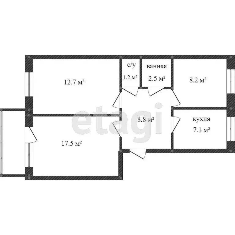 3-комнатная квартира: Заводоуковск, улица Декабристов, 23 (59.1 м) - Фото 1