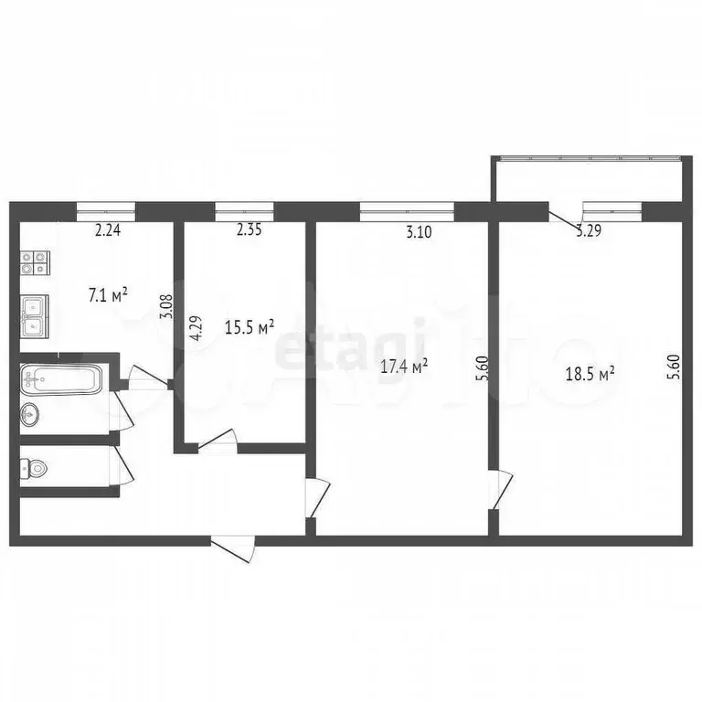 3-к. квартира, 65 м, 9/9 эт. - Фото 0