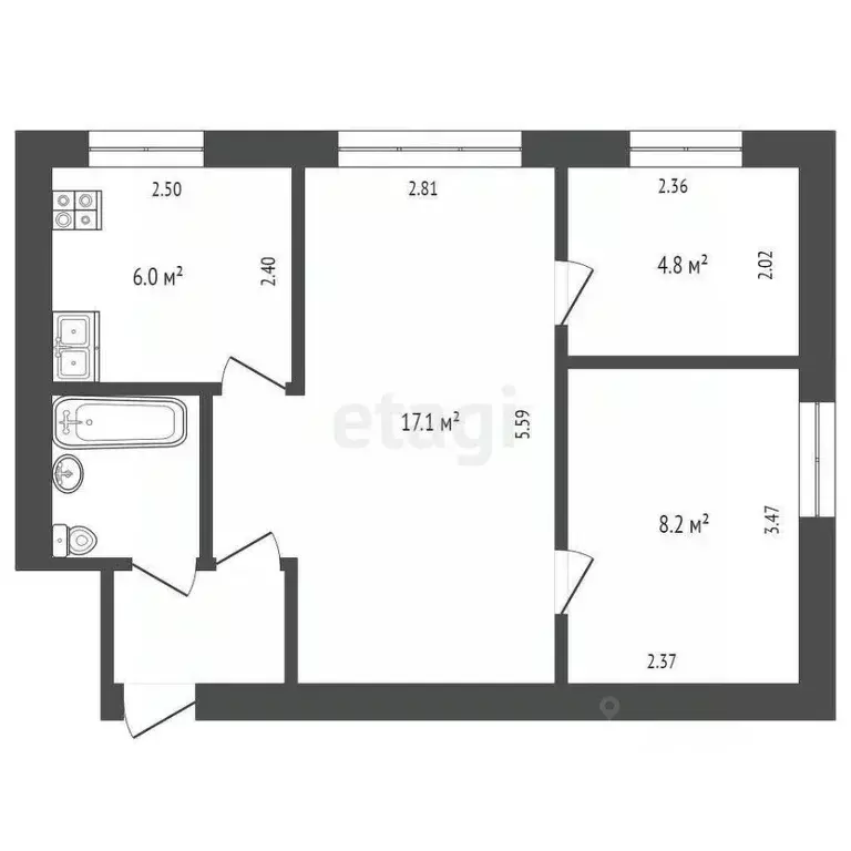 3-к кв. Московская область, Долгопрудный Московское ш., 39 (41.4 м) - Фото 1