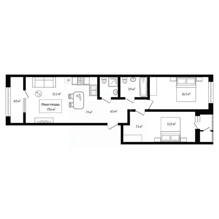 2-к кв. Новосибирская область, Новосибирск ул. Аэропорт, 49/1 (79.6 м) - Фото 1