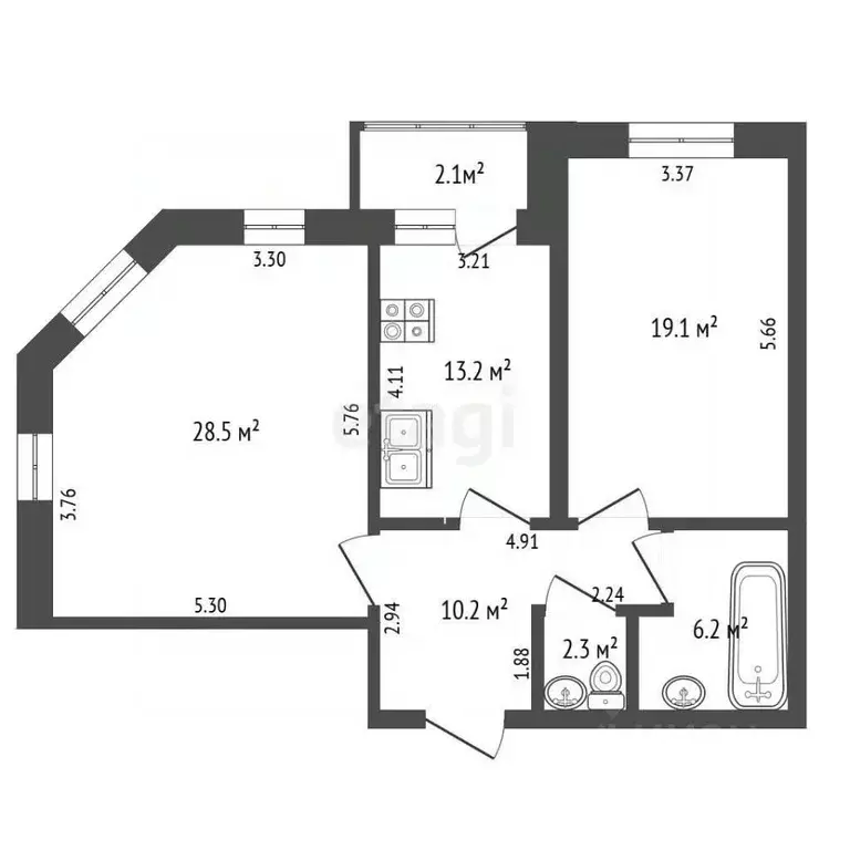 2-к кв. Вологодская область, Череповец ул. Городецкая, 5 (79.5 м) - Фото 2
