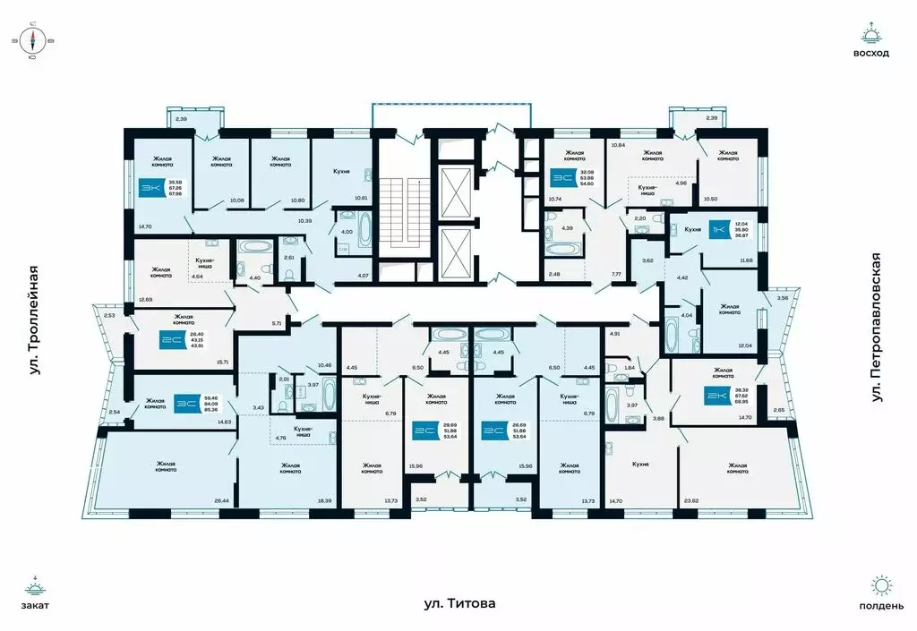 3-комнатная квартира: Новосибирск, улица Титова, 48 (85.36 м) - Фото 1