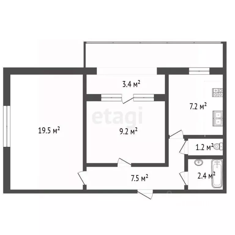 2-к кв. Севастополь ул. Руднева, 7 (51.0 м) - Фото 1