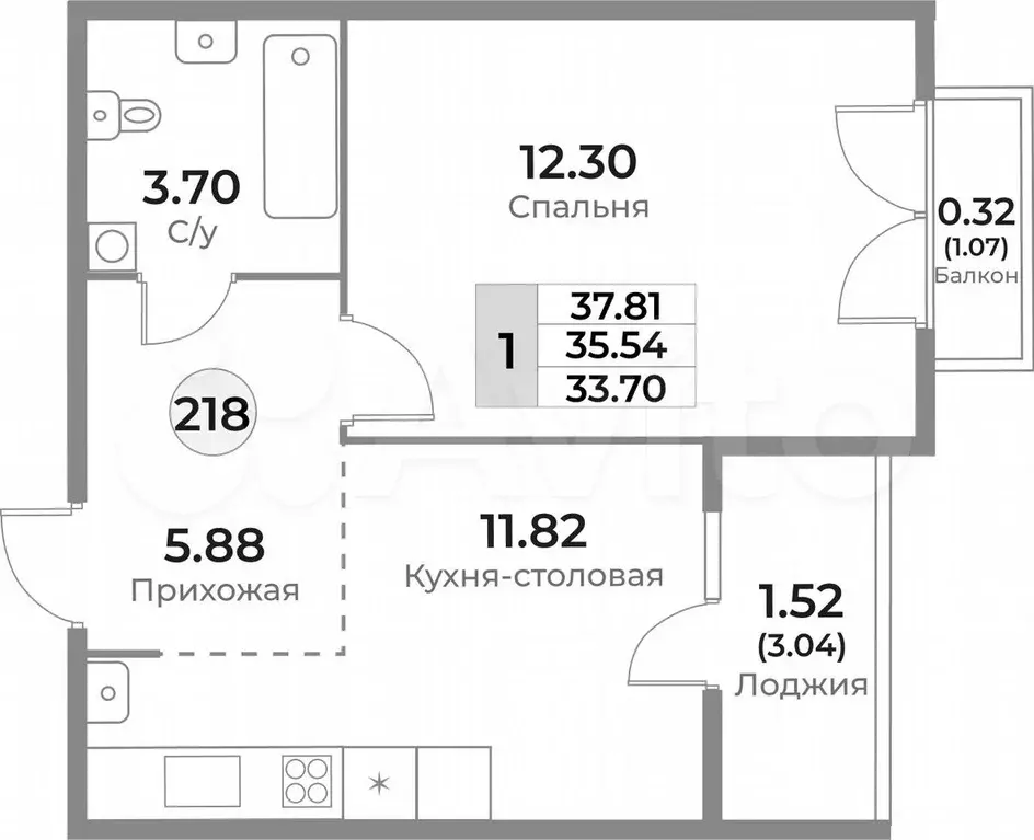 1-к. квартира, 35,5 м, 10/10 эт. - Фото 1