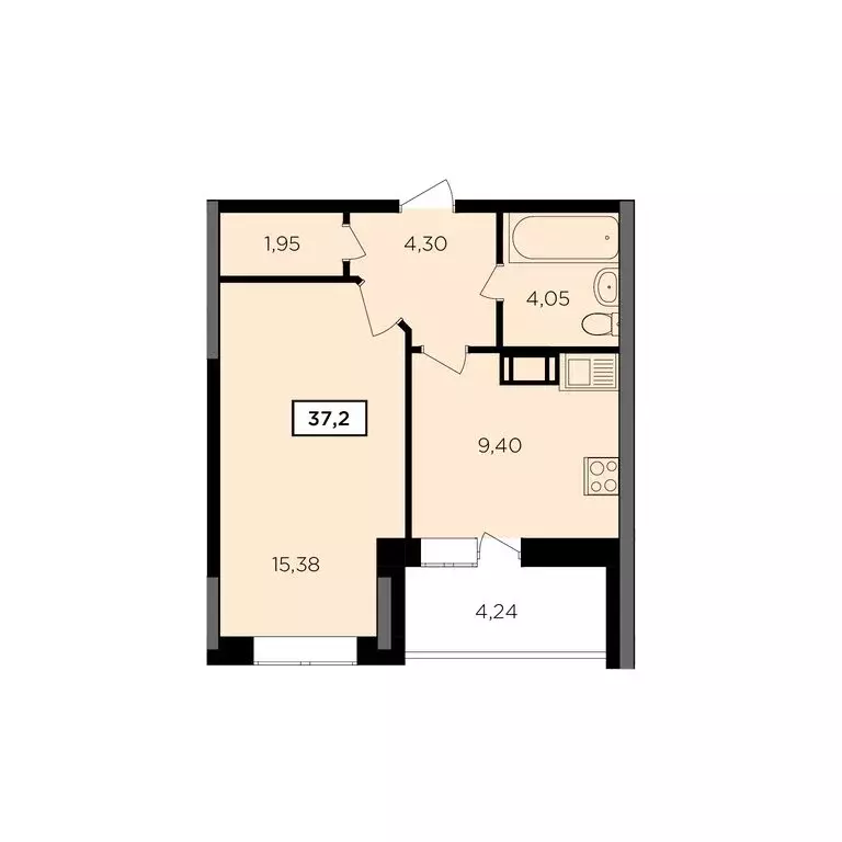 1-комнатная квартира: Обнинск, Комсомольская улица, 7к2 (37.2 м) - Фото 0