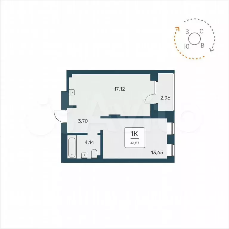 1-к. квартира, 41,6 м, 23/25 эт. - Фото 0