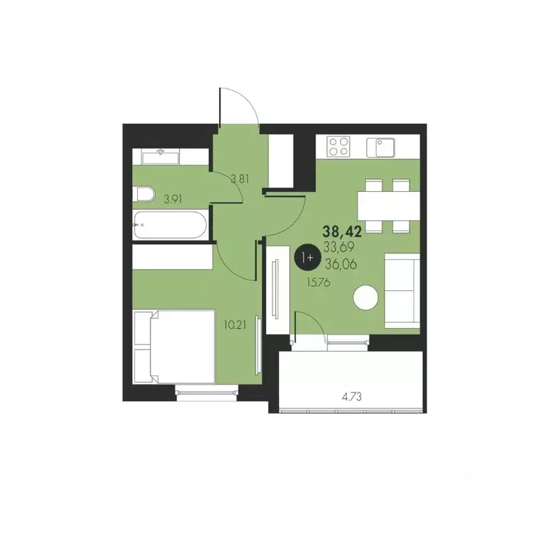 1-к кв. Тюменская область, Тюменский муниципальный округ, д. Патрушева ... - Фото 0