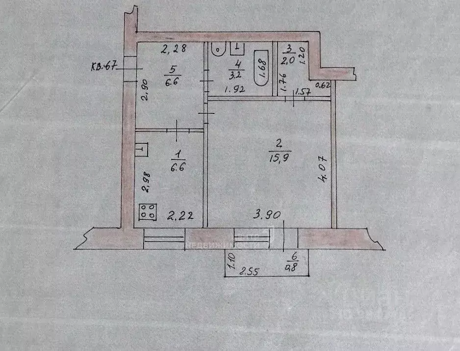 1-к кв. Татарстан, Казань Габдуллы Тукая ул., 102 (35.1 м) - Фото 2
