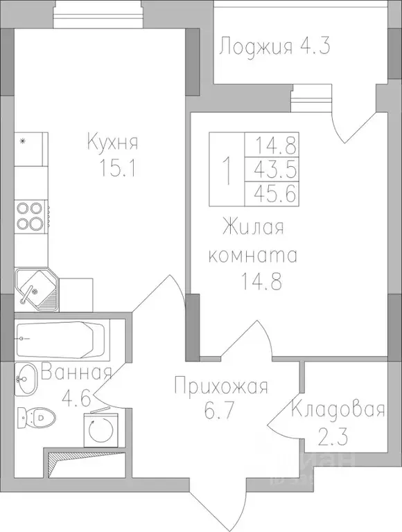 1-к кв. Липецкая область, Липецк Поколение жилой комплекс (45.6 м) - Фото 0