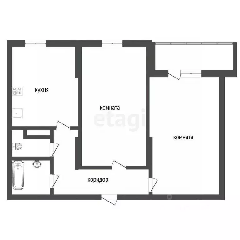 2-к кв. Воронежская область, Семилуки ул. Чайковского, 7/1 (61.3 м) - Фото 1