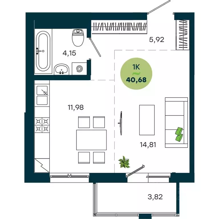 1-к кв. Иркутская область, Иркутск ул. Безбокова, 7А (40.68 м) - Фото 1